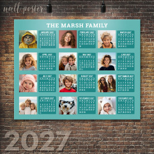 2027 Kalender met een afbeelding voor elke maand - Poster