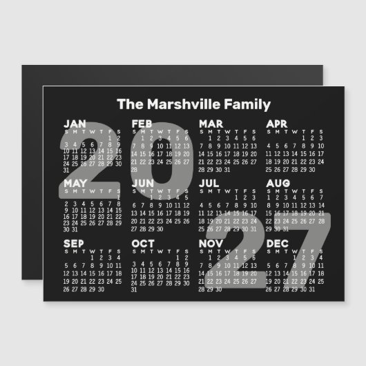 2027 Kalender met extra tekst - magnetische kaart (Voorkant / Achterkant)
