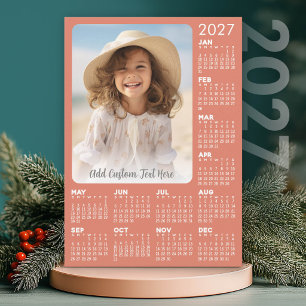 2027 Kalender met Foto en Tekst - Koraal Feestdagenkaart