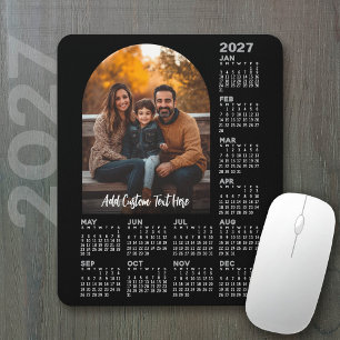 2027 Kalender met Foto - Hele Jaar Zwart Muismat