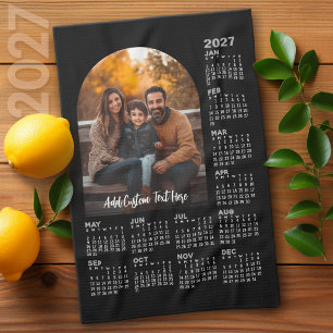 2027 Kalender met Foto - Hele Jaar Zwart Theedoek