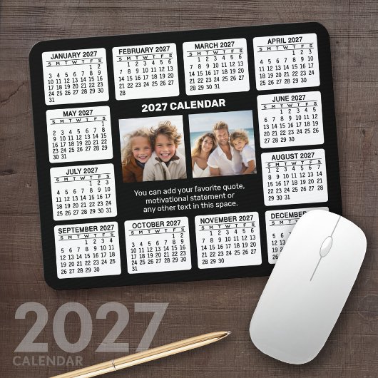 2027 Kalender met foto in het midden Muismat