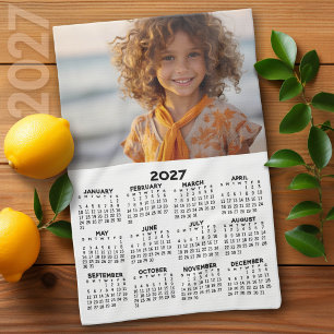 2027 Kalender met Foto - Jaaroverzicht - Zwart Wit Theedoek