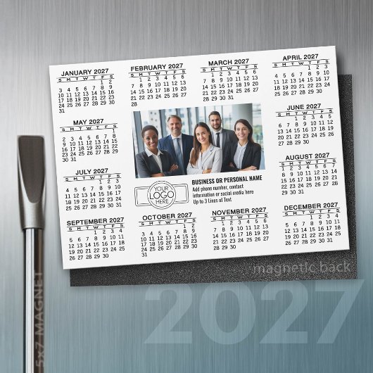 2027 Kalender met logo Contact Info MAGNET