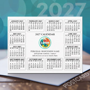 2027 Kalender met logo Contactinformatie Briefkaart