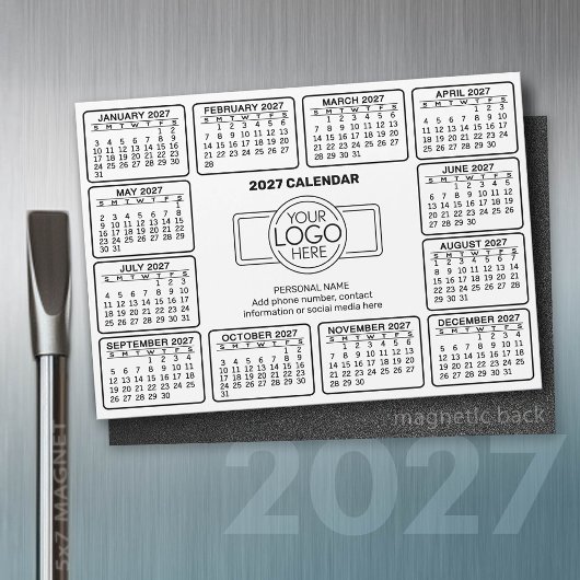 2027 Kalender met logo Contactinformatie Magneet