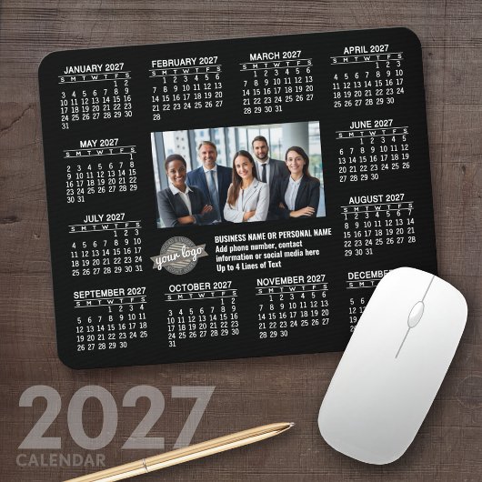 2027 Kalender met logo Contactinformatie Muismat