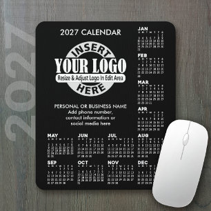 2027 Kalender met logo Contactinformatie Muismat
