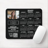 2027 Kalender met logo, QR-code, foto ZWART Muismat (Met muis)