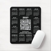 2027 Kalender met QR-code contactinfo Zwart Muismat (Met muis)