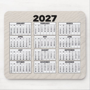 2027 kalender met strandzand achtergrond muismat