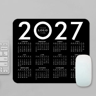 2027 Kalender Minimalistisch Zakelijk Logo Zwart W Muismat