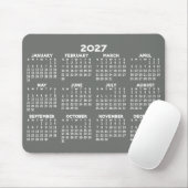 2027 Kalender - modern grijs en wit eenvoudig Muismat (Met muis)