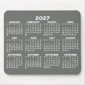 2027 Kalender - modern grijs en wit eenvoudig Muismat (Voorkant)