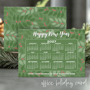 2027 Kalender Moderne Botanische - Gelukkig Nieuwj Feestdagenkaart