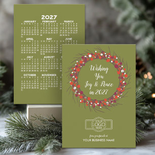 2027 Kalender Moderne Vreugde Vrede Voeg LOGO toe Feestdagenkaart