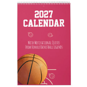2027 Kalender Roze Basketbal Voor Tiener Meisjes V