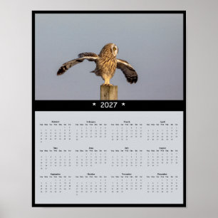 2027 Kalender Velduil - Stille Vlucht Poster