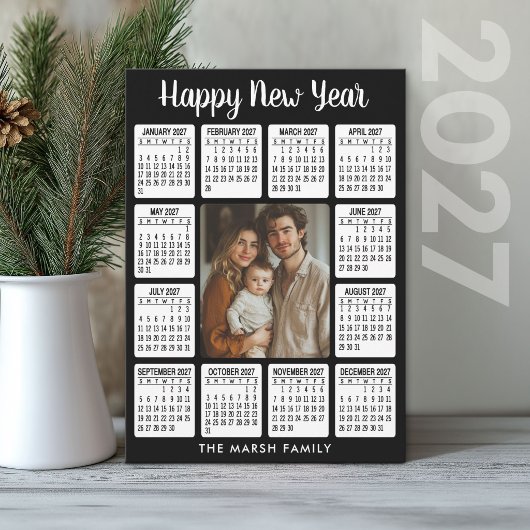 2027 Kalender - Verticale Foto in het Midden Feestdagenkaart