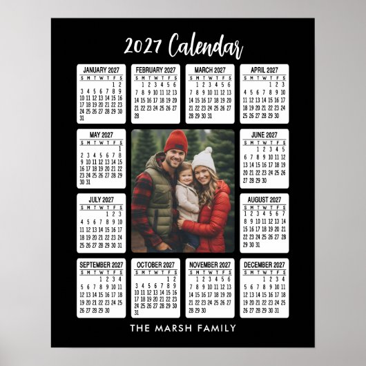 2027 Kalender - Verticale foto in het midden zwart Poster (Voorkant)