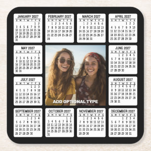 2027 kalender vierkant met foto in het midden kartonnen onderzetters