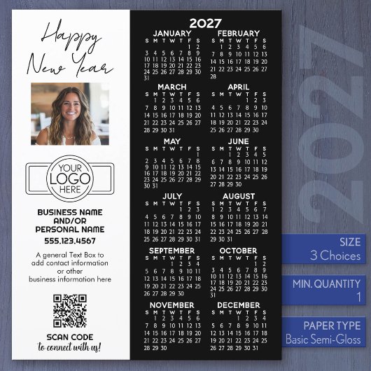 2027 Kalender Volledig Vel - logo, QR-code, Foto