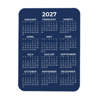 2027 Kalender voor het hele jaar Basic Mini Navybl Magneet