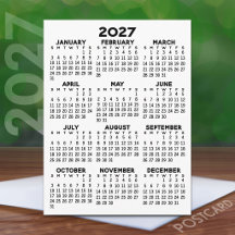 2027 Kalender voor het hele jaar - Basis Minimaal
