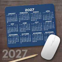 2027 Kalender voor het hele jaar - horizontaal Muismat