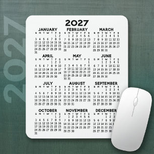 2027 Kalender - witte achtergrond - Verticaal Muismat