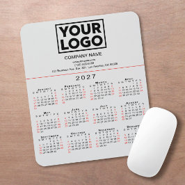 2027 Kalender Zakelijk Logo en Tekst op Grijs Muismat