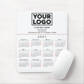 2027 Kalender Zakelijk Logo en Tekst op Wit Muismat (Met muis)