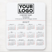 2027 Kalender Zakelijk Logo en Tekst op Wit Muismat (Voorkant)