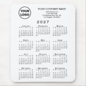 2027 Kalender Zakelijk Logo en Tekst Wit Muismat (Voorkant)