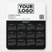 2027 Kalender Zakelijk Logo QR Code Zwart Wit Muismat (Voorkant)