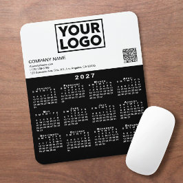 2027 Kalender Zakelijk Logo QR Code Zwart Wit Muismat