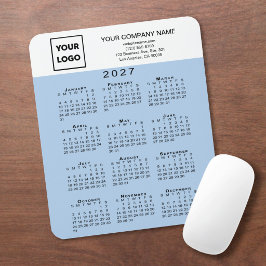 2027 Kalender Zakelijk Logo Tekst Lichtblauw Muismat