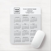 2027 Kalender Zakelijk Logo Tekst Lichtgrijs Wit Muismat (Met muis)