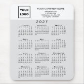 2027 Kalender Zakelijk Logo Tekst Lichtgrijs Wit Muismat (Voorkant)
