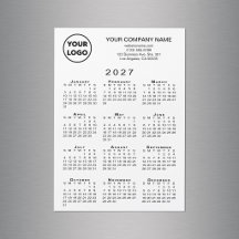 2027 Kalender Zakelijk Logo Tekst Witte Magneetkaa
