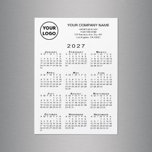 2027 Kalender Zakelijk Logo Tekst Witte Magneetkaa