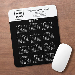 2027 Kalender Zakelijk Logo Tekst Zwart Wit Muismat