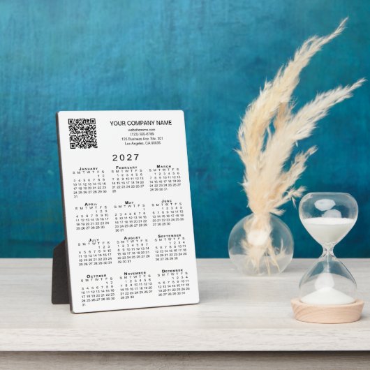 2027 Kalender Zakelijk QR-code Tekst Bureaublad Fotoplaat (Zijkant)