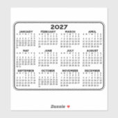 2027 Kalender - zwart-wit mini kalender Sticker (Vel)