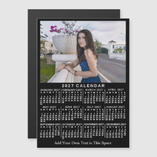 2027 Kalenderjaar Klassiek Zwart Eigen Foto Magnetische Uitnodiging