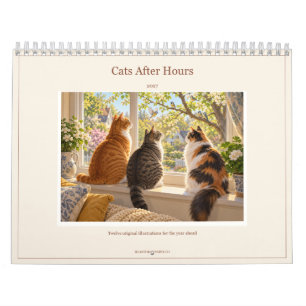 2027 Katten na uren geïllustreerde kattenkalender Kalender