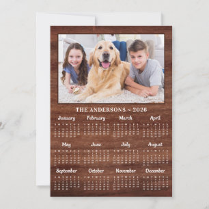 2027 Landelijke GezinsHuisdierHond 12 Maanden Foto Feestdagenkaart