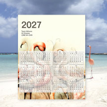 2027 Levendige Flamingo Kudde Tropische Kunstkalen