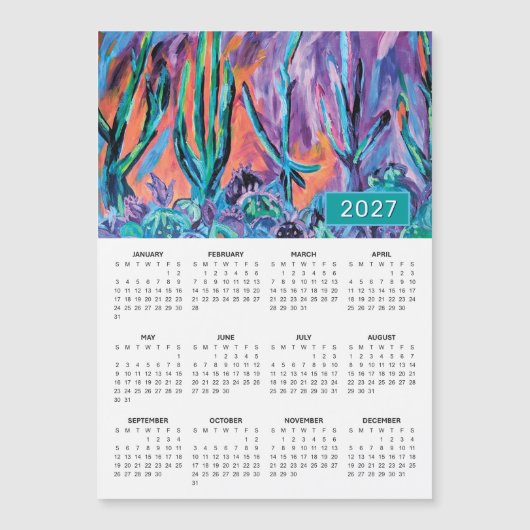 2027 Levendige Woestijn Cacti Magnetische Kalender (Voorkant)
