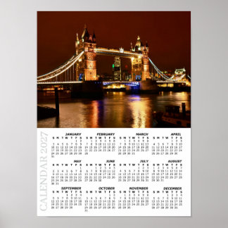 2027 Londense kalender, Tower Bridge 's nachts / V Poster